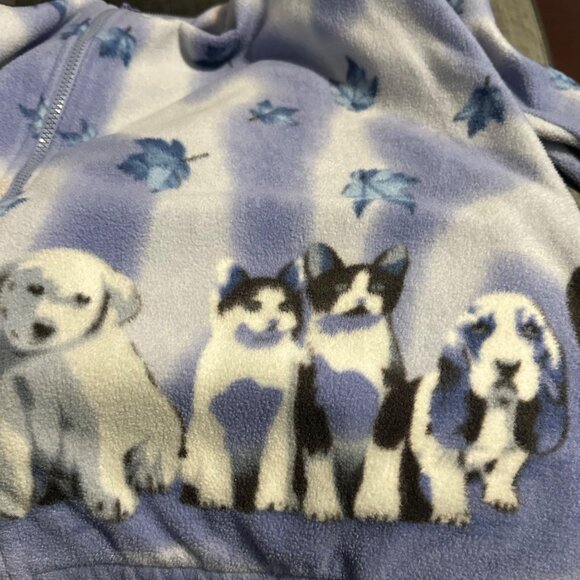Blair Womens XL Fleece Jacket Zip Up Puppies Kittens Dog Cat Print Cozy Fall - Picture 7 of 7
